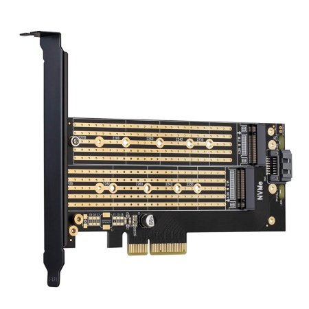 كرت تحويل وتوسعة المذربورد PCIe to M.2 NVMe + SATA Adapter