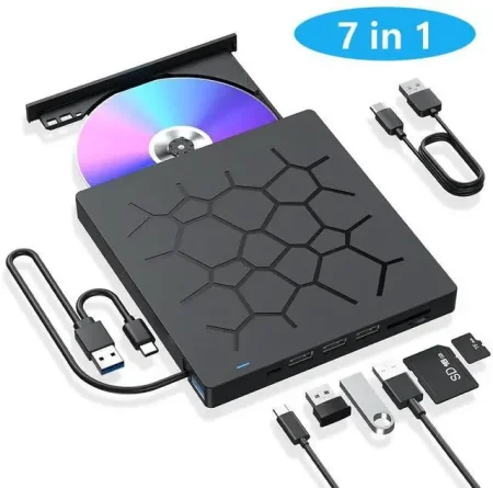 قاريء اسطوانات خارجي External CD/DVD Drive 7 IN 1